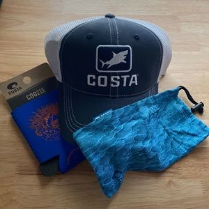 Costa Ocearch Hat, Costa Coozie and Costa microfiber cloth case bundle